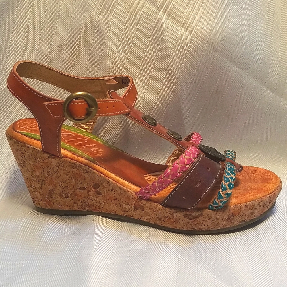 Elite sandals by Corkys Spring Summer leather Hand painted women's 7